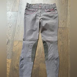 Ariat Olympia Team Acclaim Grey Slate Euro Seat KP Breech Size 30L Pink Piping